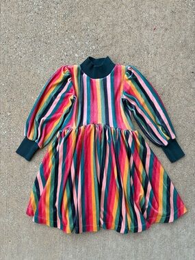 The Middle Daughter Multi Stripe Round Up Dress Velvet 7/8